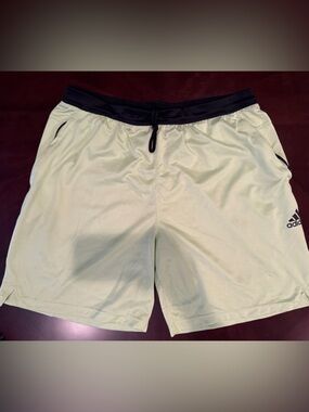 adidas Men's Light Lime Athletic Shorts with Black Waistband